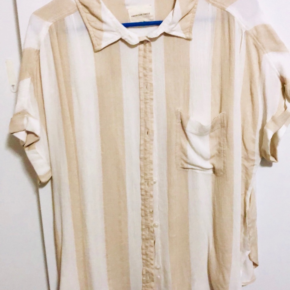 Short Sleeve Striped Button-up